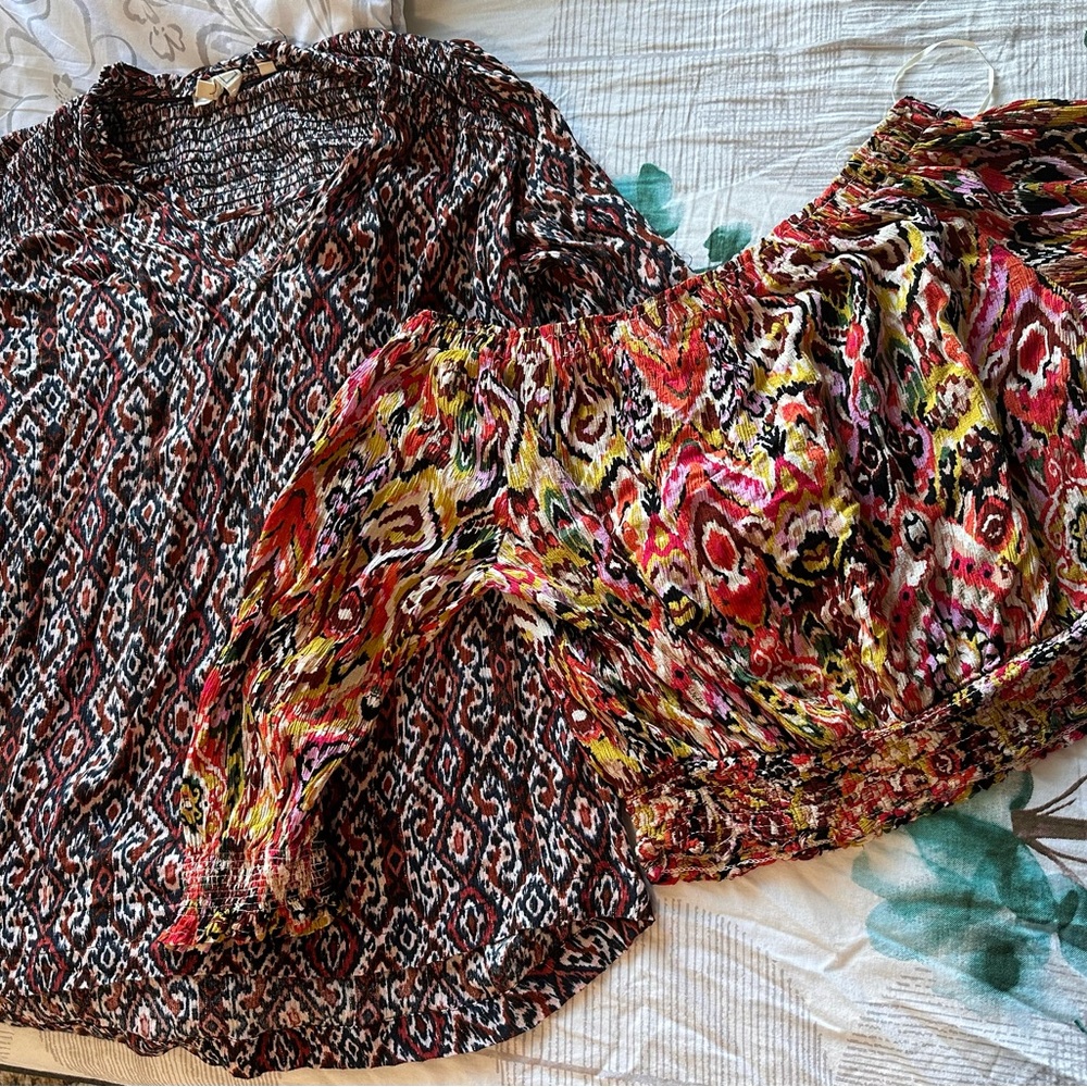 Colorful Patterned Aztec Blouses (set of 2)